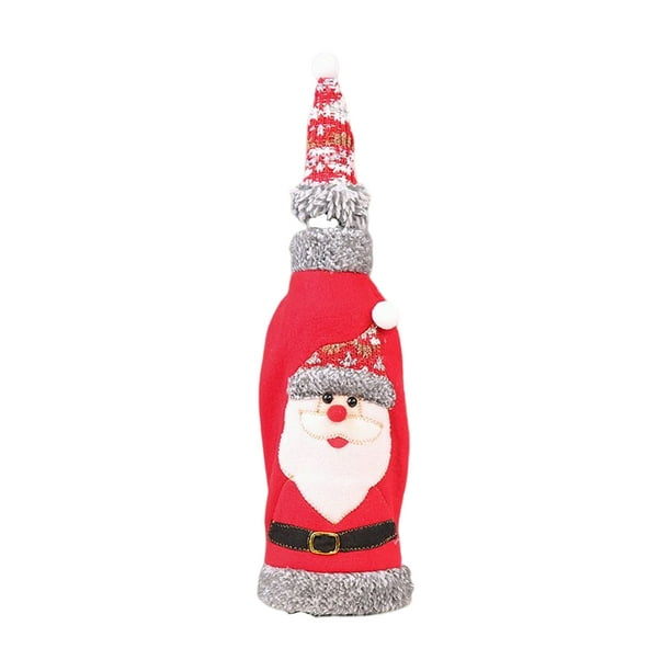 Yuarrent Bonita funda para botella de vino con sombrero, ropa de de comedor para el hogar, decoración de cerveza y champán, accesorios de fiesta, Kits de decoración para fiestas Papá Noel Yuarrent HA070242-01B