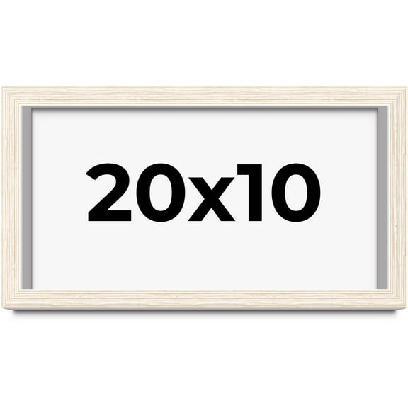 20x10 Shadow Box Frame White | 1.125 Inches Deep Real Wood Rustic Shadowbox Display Frame | UV