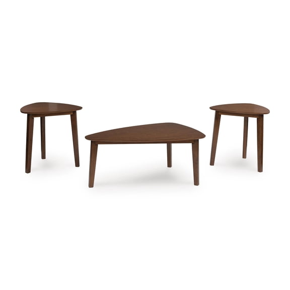 Signature Design by Ashley Lyncott 3-Piece Occasional Table Set, Brown, Mid-Century Modern Coffee Table and End Tables