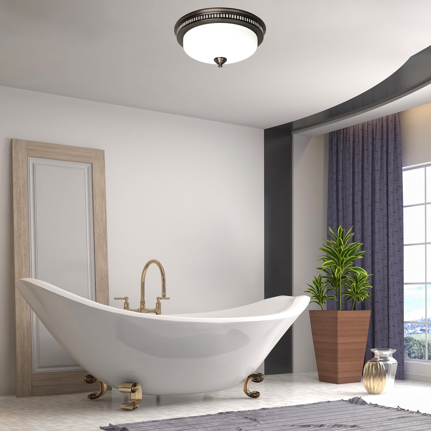 Ultra Quiet Bathroom Exhaust Fan with LED Light & Nightlight 110 CFM 1.5 Sone Bathroom Ventilation Fan with Round Frosted Glass Cover Oil Rubbed Bronze