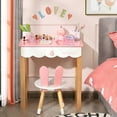 Costway Kids Wooden Vanity Set, Youth Size Rabbit Makeup Dressing Table with Mirror & Chair