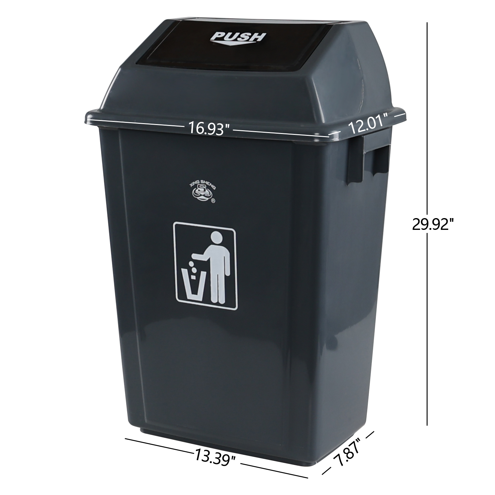 Callyne 4 Pack 15 Gallon Kitchen Trash Can, Tall Plastic Kitchen Garbage Can with Swing Top, Gray