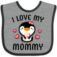 thumbnail image 3 of Inktastic I Love My Mommy with Cute Penguin and Hearts Girls Baby Bib, 3 of 4