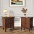 thumbnail image 2 of CBJCBJ 21" Mid-Century Nightstands Set of 2, Featuring Two Storage Drawers with Metal Handles, Brown, 2 of 9