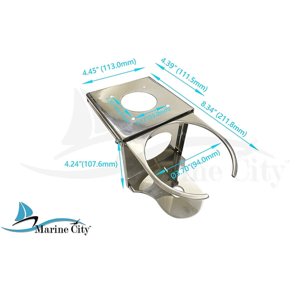 MARINE CITY Stainless Steel 3-Red LED Cup Holder With Drain - Marine Grade For Boats, RVs, Poker Tables