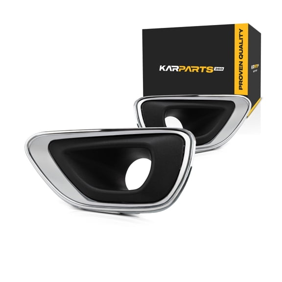 KarParts360 For Jeep Grand Cherokee 2014 2015 2016 Fog Light Trim Driver And Passenger Side | Pair | Front | Laredo/Limited/Overland | Chrome/Black | CH1038147, CH1039147 | 68143079AB, 68143078AB