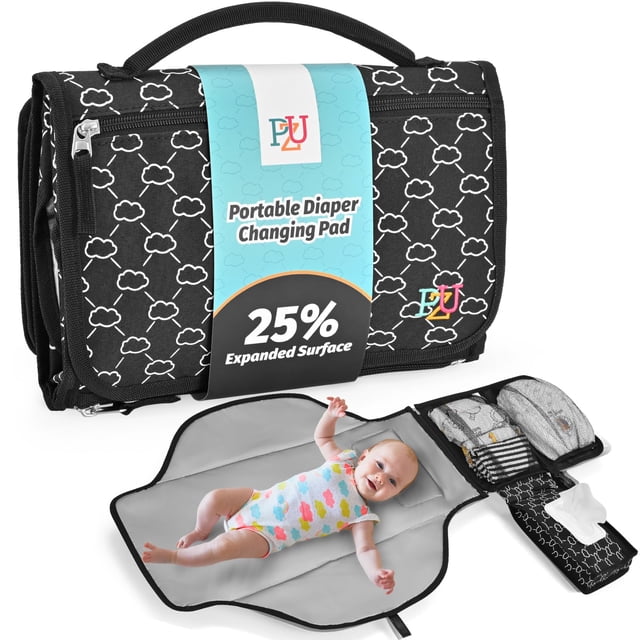 Cambiador de pañales portátil PZU impermeable con bolsillo para toallitas