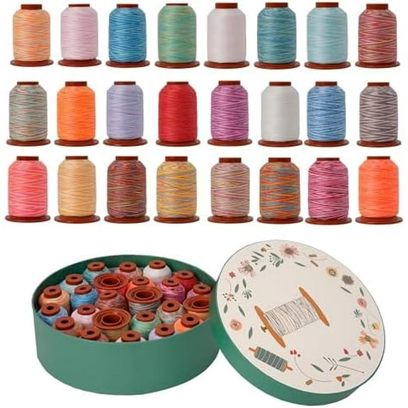 24 Colors Variegated Sewing Thread,500Y Each Spool Polyester Threads,Rainbow Thread 40wt Variegated Quilting,for Sewing Machines,Hand Sewing&Embroidery&Serger$$Art & Craft