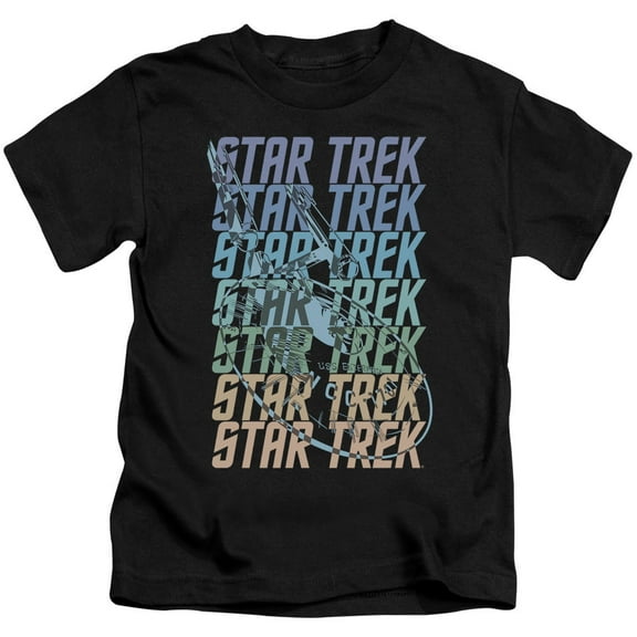 Star Trek Multi Logo Enterprise Youth 18/1 T-Shirt Black