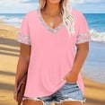 thumbnail image 4 of Sexlip Women's T-Shirt Summer V-Neck Short Sleeve Loose Fit Great for Layering Comfortable Wear Suitable for Spring Weather Pink XXXXL, 4 of 6