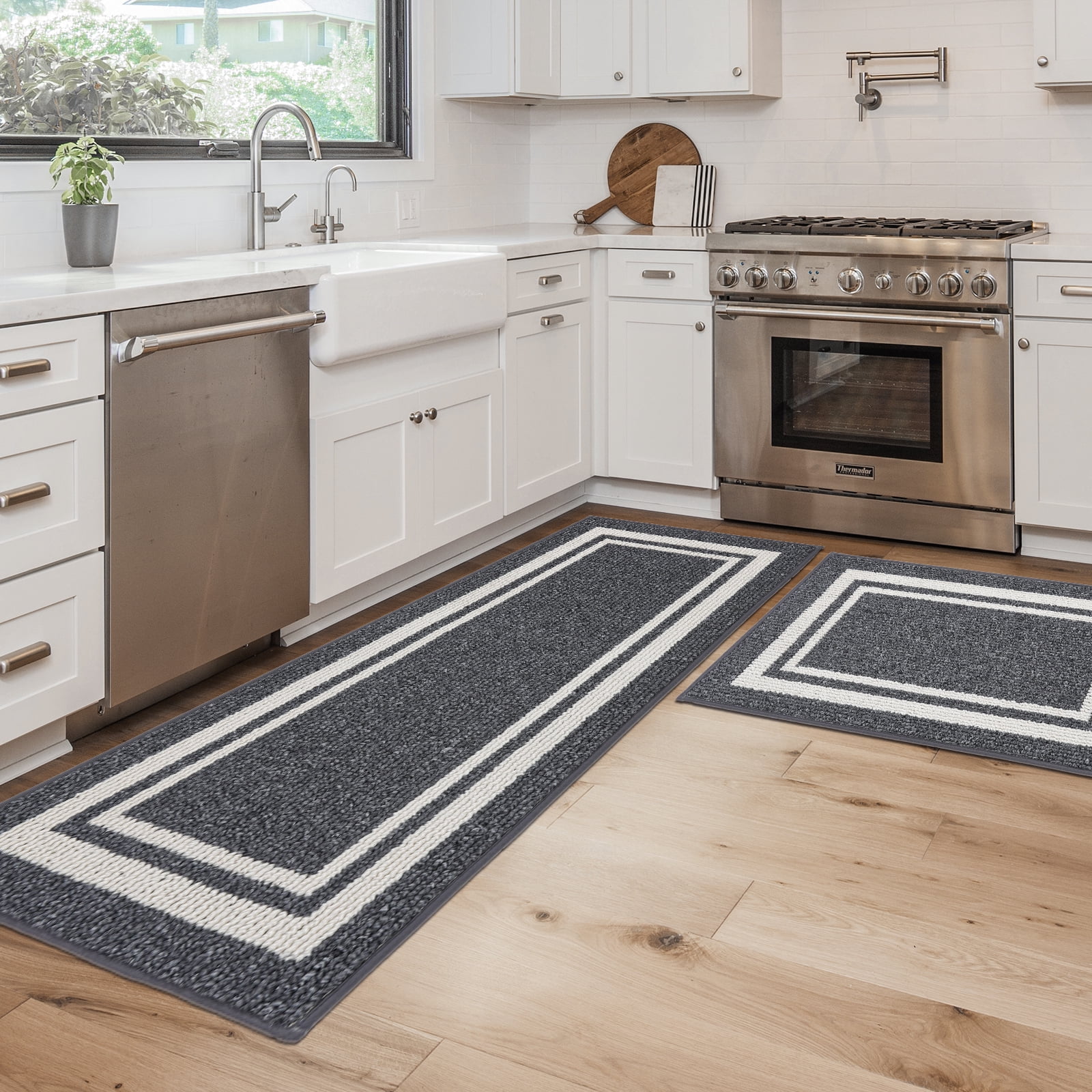 COSY HOMEER 2 Pcs Kitchen Rugs [20"x30"+20"x48"] Thick Kitchen Mats Non