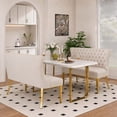 thumbnail image 2 of HUMEHA Velvet Dining Loveseat Bench Beige Gold Legs 2-Seat, 2 of 10