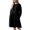 Black, variant on LYXSSBYX Fall Dresses for Women Long Sleeve Hot Sale Clearance Fashion Casual Round Neck Button Long Sleeve Cotton Linen Knee-High Dress Pocket Solid Dresses