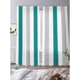 thumbnail image 2 of Teal Grey Striped Sheer Curtains for Living Room Bedroom Geometric Vertical Stripes Minimalist Sheer Curtains 84 Inch Long 2 Panels Set Light Filtering Curtain Window Treatments Drapes, 2 of 6
