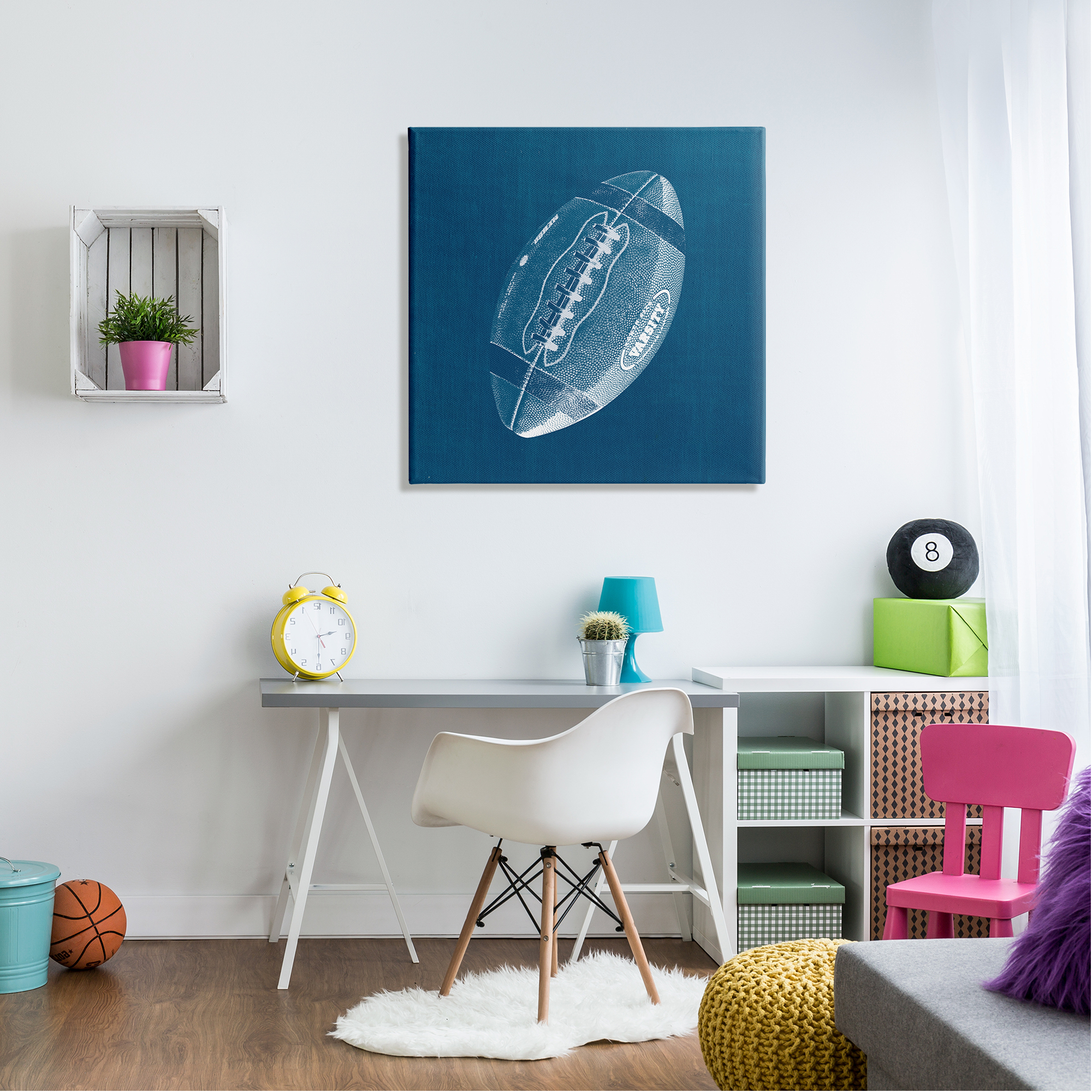 Stupell Industries Blue Football Blueprint Sports Painting Gallery Wrapped Canvas Print Wall Art, 30 x 30