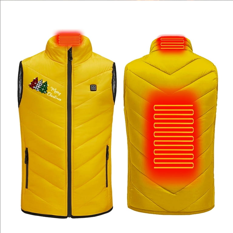 Symoid Heated Vest for Boy and Girl,Child's Winter Vest Jacket,Kids Outdoor  Warm Clothes,Ski Clothing,Casual Fishing Vests Yellow Size 10-11 Years 