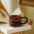 thumbnail image 7 of Ceramic Cat-Themed Mug with Large Handle, Stackable Cute Cat Design Coffee Cup, 12 oz English Letter Tea Mug for Cat Lovers & Collectors(Brown), 7 of 7