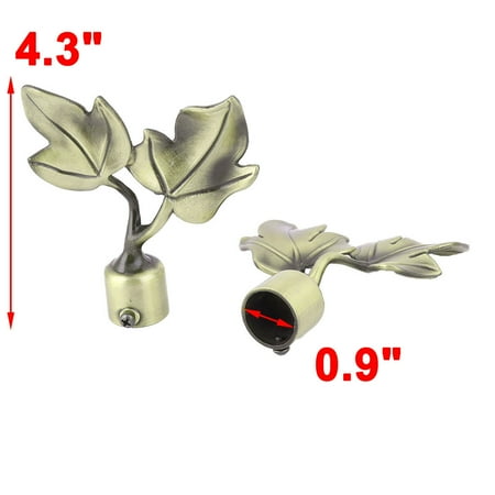 Metal Maple Leaf Shaped Curtain Pole Finials Bronze Tone 22mm