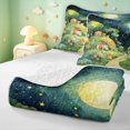 thumbnail image 4 of Homewish Kawaii Woodland Mushrooms Twin Quilt Set,Fungus Plant Twin Coverlet Set,Green,Black Reversible,2-Piece, 4 of 7