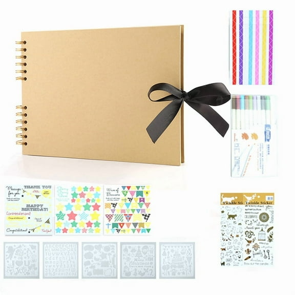 Photo Albums 80 Black Pages Memory Books A4 Craft Paper DIY Scrapbooking Picture Birthday Childrens Gift,Cowhide Yellow