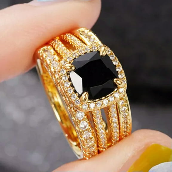 K-KED Elegant Gold plated Big Square Rings Women Cubic Zirconia Delicate Jewelry Sz 6-10-7