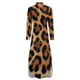 thumbnail image 5 of Leopard Textured Background Pattern Shirt Dress Long Sleeve Street Fashion V Neck Oversized Casual Dress Women Evening Dress, 5 of 7