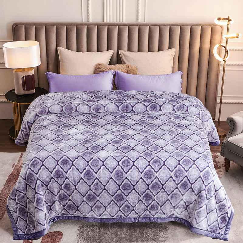 Heavy Thick Fleece Blanket King Size, 10.5lbs,2 Ply A & B Pattern Silky Soft Warm Reversible Raschel Winter Blanket, Minky Soft Plush Blanket for Sofa Bed, 87"x94", Navy Grey Floral
