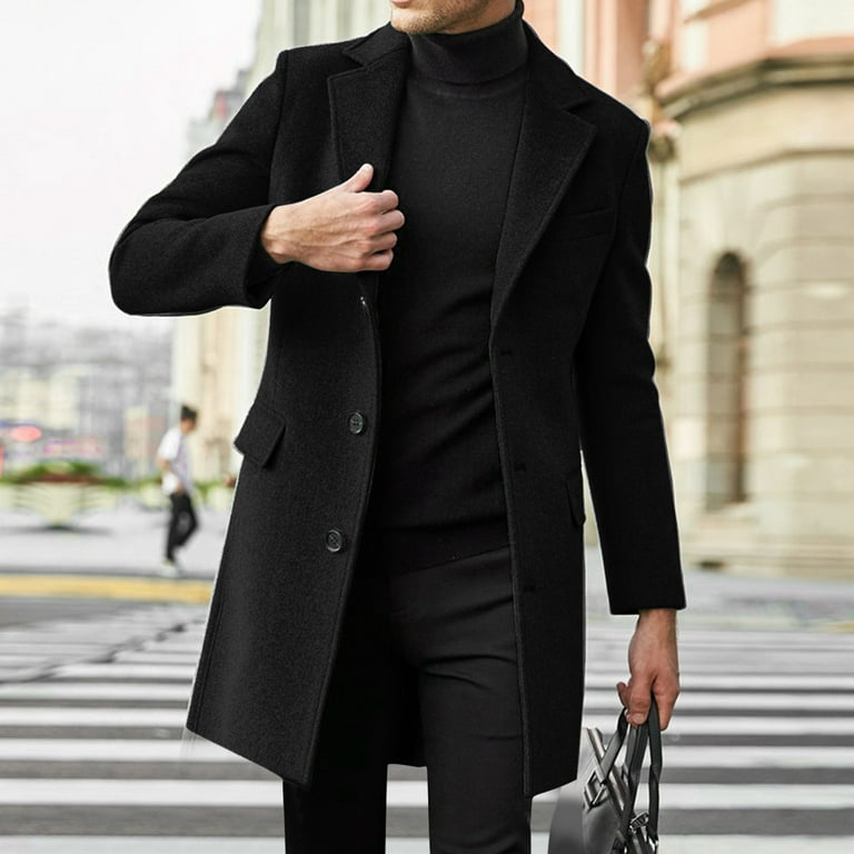 Men's Black Long Coat - Leather Trench Coat For Men's