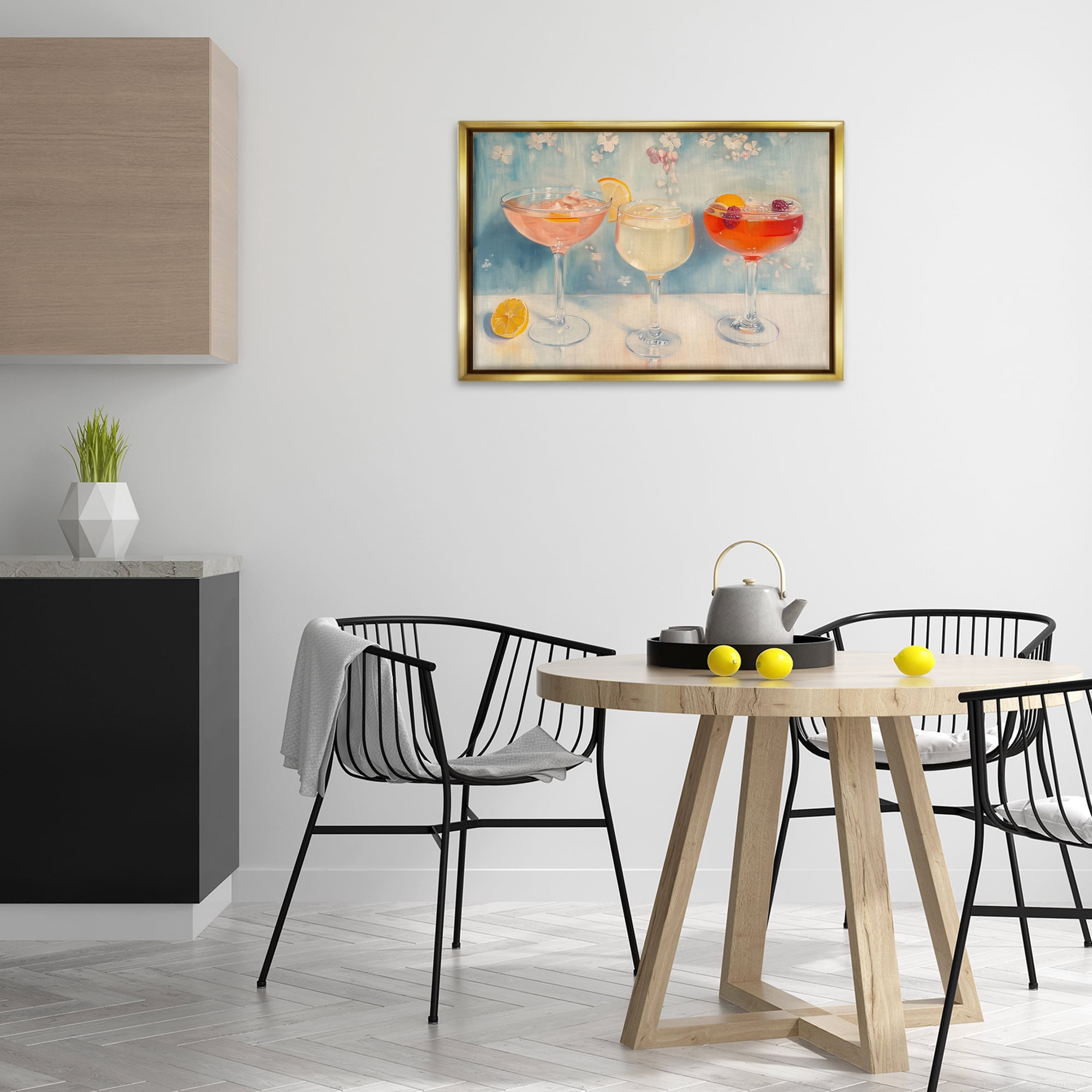 Stupell Industries Fun Fruity Cocktails Food & Beverage Painting Gold Floater Framed Canvas Art Print Wall Art, 31 x 21