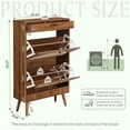 thumbnail image 2 of Shoe Rack Storage Organizer with 2 Natural Semi-Circular Rattan Doors, Entryway Wooden Shoe Cabinet for Sneakers, Leather Shoes, Heels, Slippers, 2 of 8