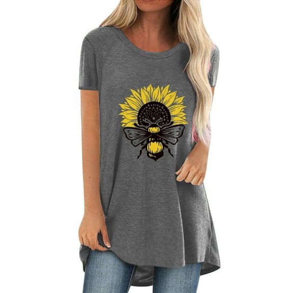 ZVAVZ 2024 Spring Tops for Women, Short Sleeve Shirts for Women,Womens Long Tunics Or Tops To Wear with Leggings Plus Size Printed Blouses Shirts Tunic Tops for Women Loose Fit