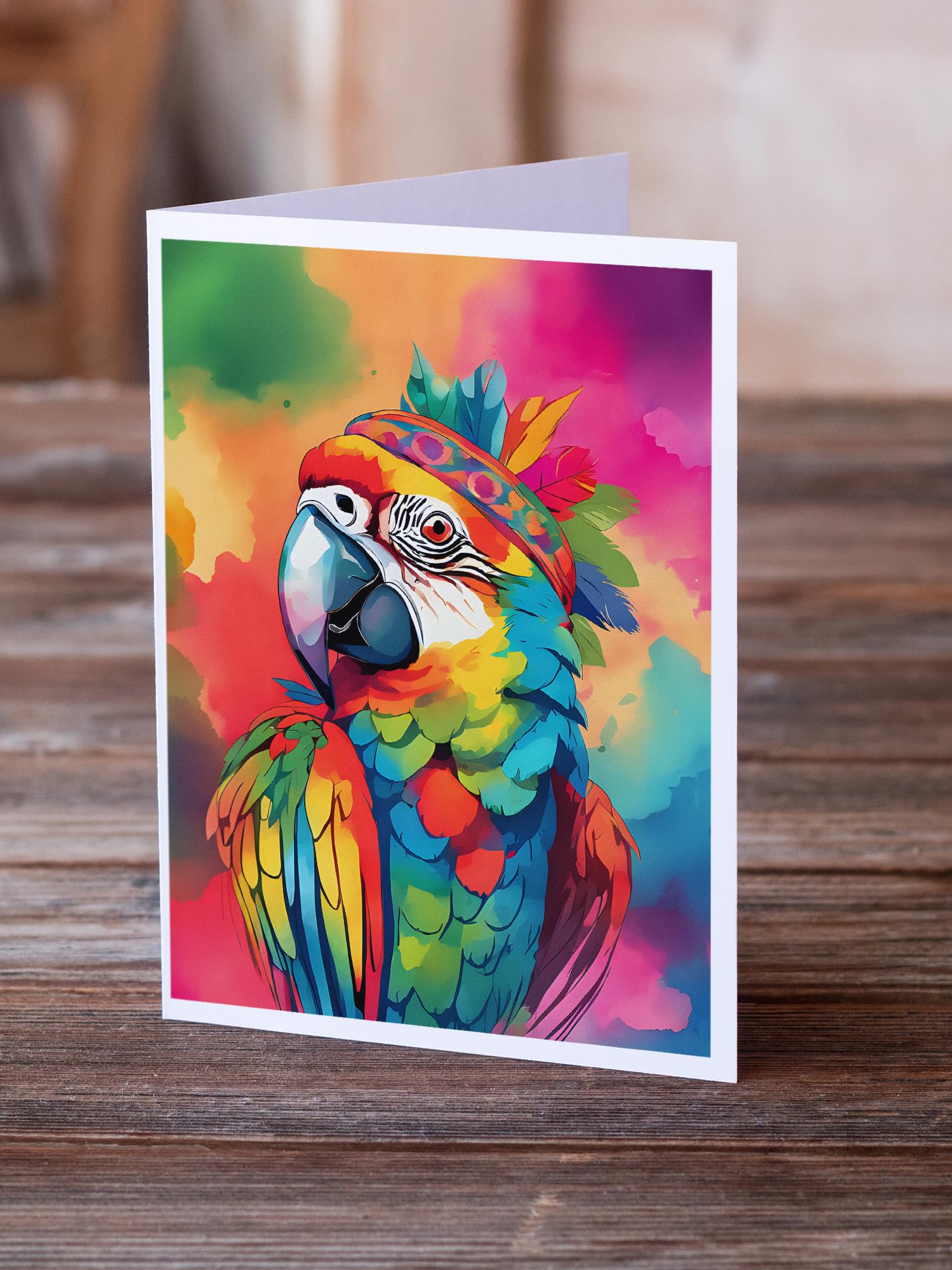 Hippie Animal Parrot Greeting Cards Pack of 8 7 in x 5 in
