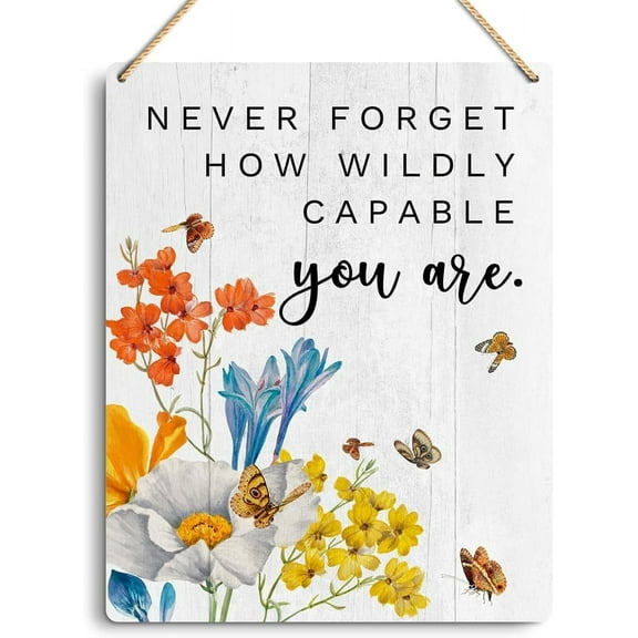 Rustic Spring Floral Farmhouse Home Office Wall Decor Inspirational Wood Sign Seasonal Holiday Spring Decor Front Door Living Room Porch Yard Wall Hanging Decor Sign 8x10 Inch