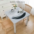 thumbnail image 2 of nygtbtfer Foggy Forest Table Cloth, Fitted Tablecloths with Elastic Edge, WipeableTable Cover for Kitchen Wedding Grey Black Silhouette, 2 of 7