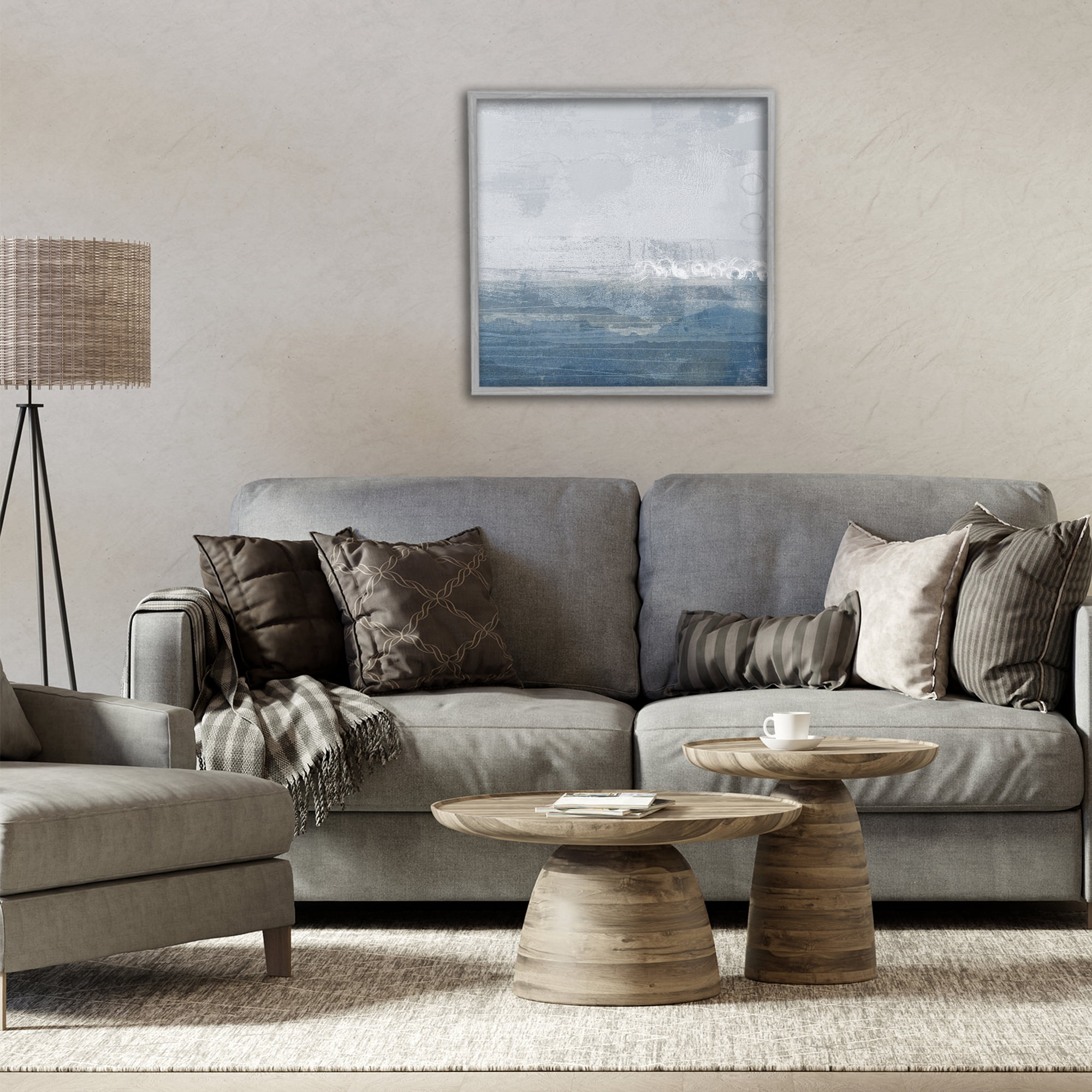 Stupell Industries Ocean Tide Abstract Gray Framed Giclee Art, design by Dan Meneely