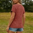 thumbnail image 6 of Womens Casual Lace Trim Ribbed Knit Short Sleeve Top Crewneck Boho Blouse Textured Summer Going Out Stretchy Yoke Tee,Size 3XL, 6 of 8