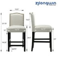 thumbnail image 3 of Counter Height Fabric Upholstered Bar Stool with Nail Head Trim, Beige, Set of 2, 3 of 6