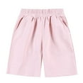 thumbnail image 4 of IVEYRTF Kids Thin Cotton Shorts with Elastic Waistband Solid Color Lightweight for Back to School Summer Casual Wear Loose Fit Everyday Comfortable Bottoms(Pink,9-10 Years), 4 of 6