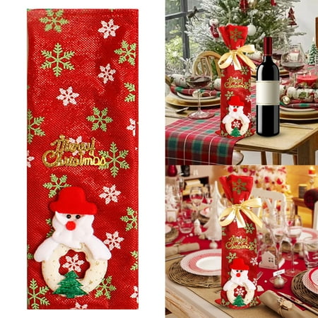 

KEUSN Christmas Bottle Sets Christmas Ornaments Red Bags Hotel Restaurant Holiday Dress Up Party Supplies