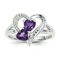 thumbnail image 1 of Sterling Silver Rhodium-plated Amethyst Diamond Ring Size 6, 1 of 2