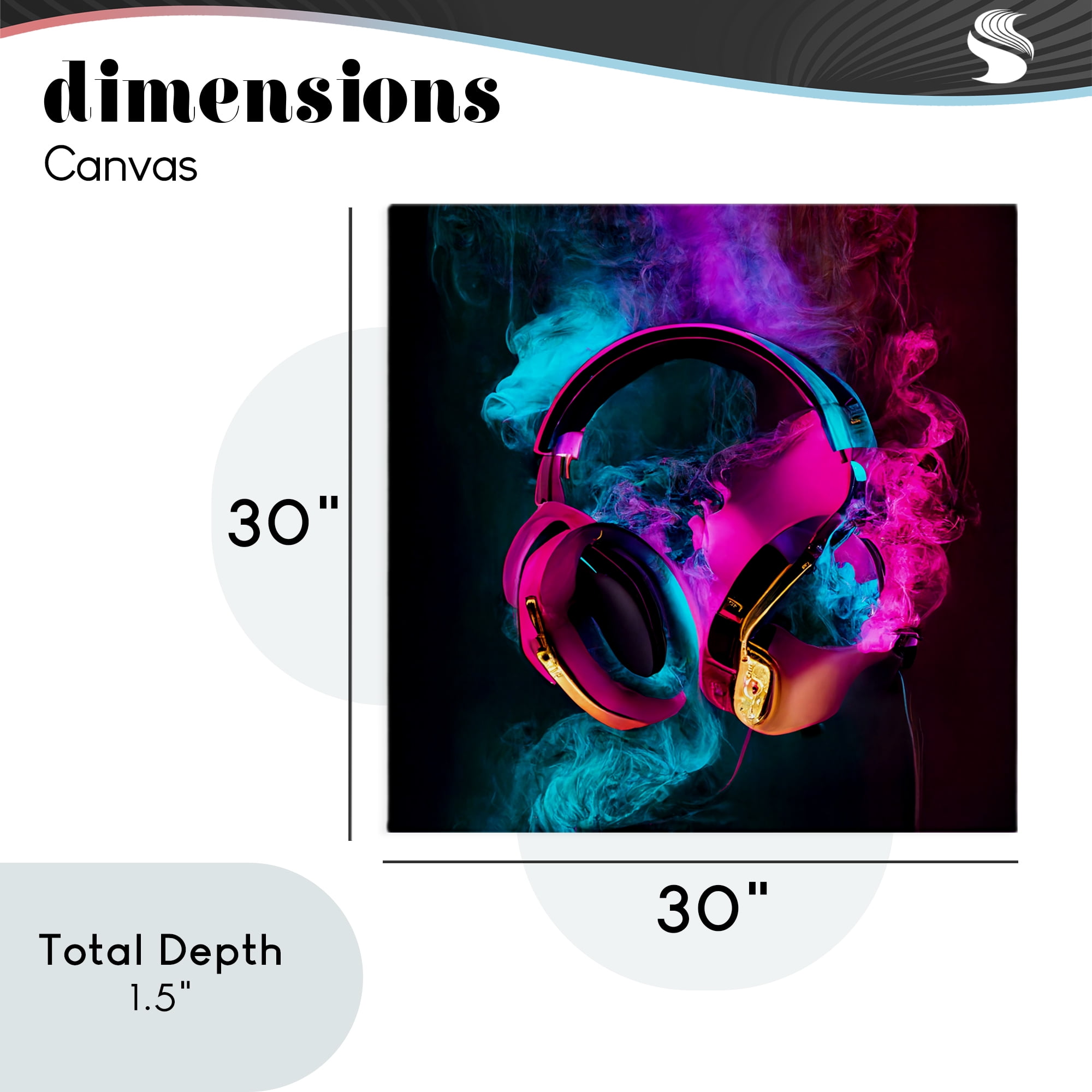 Power Play Pink & Blue Headphones Canvas Wall Art, design by Sasha