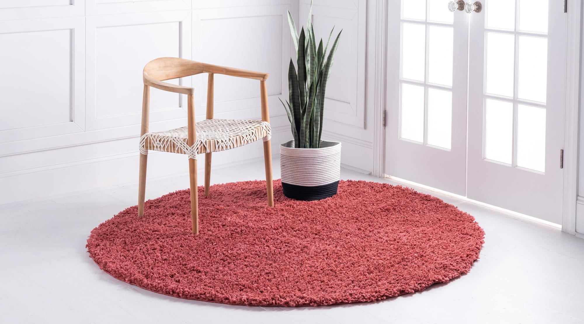 6'x9' Solid Shag Rug Cherry Red - Unique Loom
