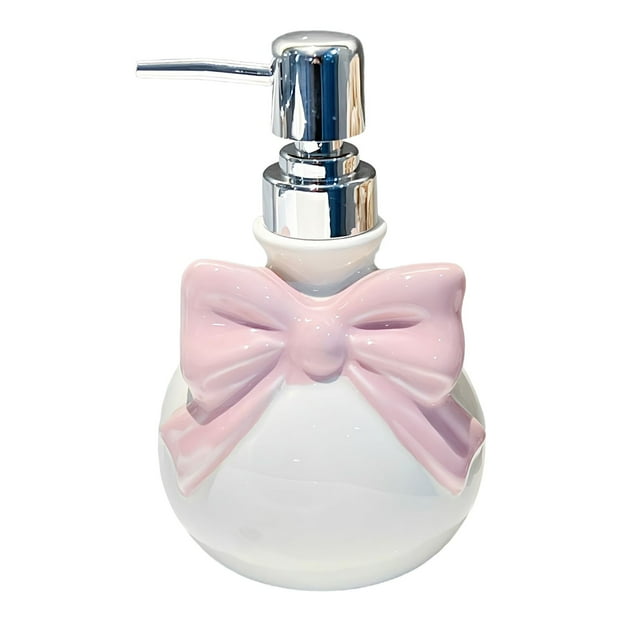 Cheapark Ceramic Soap Lotion Dispenser Set With Bowknot Design For Kitchen Bathroom Countertop Decoration Press Pump Bottle