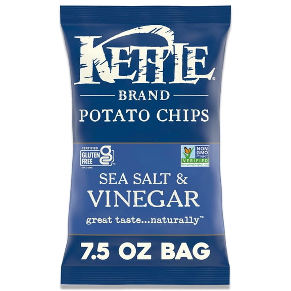 Pack Of 3 Kettle Brand Sea Salt & Vinegar Kettle Potato Chips, 7.5 oz (Package May Vary)