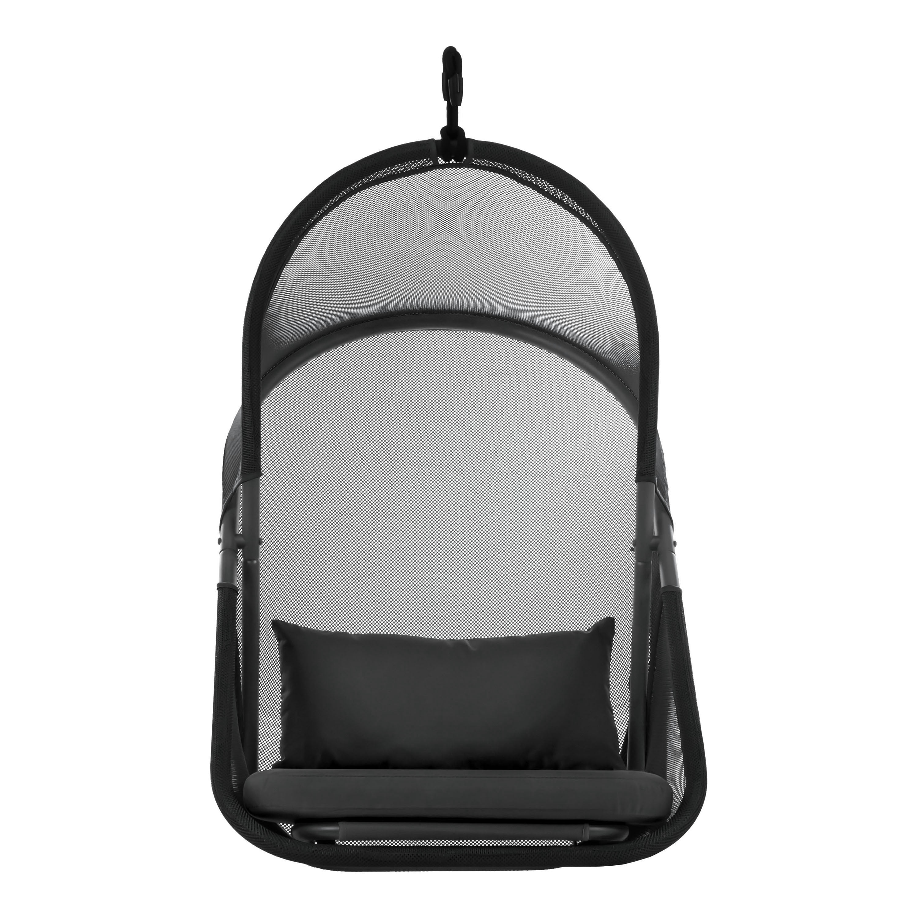 Furniture of America Sway UV-Resistant Foldable Patio Swing Chair with Stand, Black