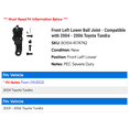 thumbnail image 2 of Front Left Lower Ball Joint - Compatible with 2004 - 2006 Toyota Tundra 2005, 2 of 2