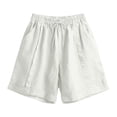 thumbnail image 4 of Endives Womens Wide Leg Short Pants Elastic Waist Loose Cuffed Shorts Casual Short with Pockets M-4XL White, 4 of 5