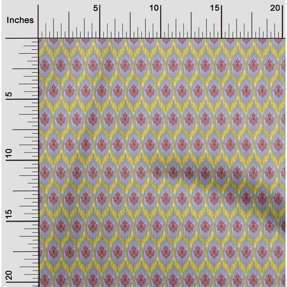 oneOone Cotton Cambric Fabric Ogee Ikat Printed Craft Fabric BTY 56 Inch Wide