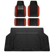 FH Group, Red Black Carpet Floor Mats & Trunk Cargo Mat Combo Full Interior