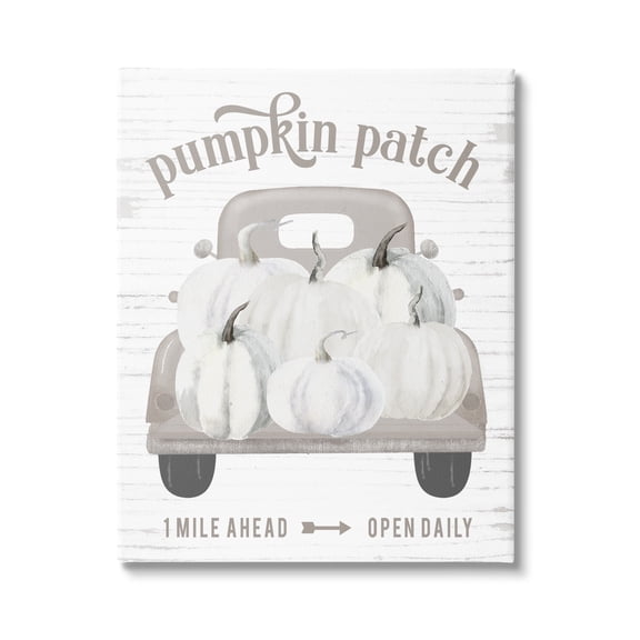 Rustic Pumpkin Patch Seasonal Fall Harvest Sign Transportation Graphic Art Gallery-Wrapped Canvas Print Wall Art